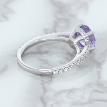 Load image into Gallery viewer, 2.14ct EGL Certified Round Unheated Lavender Sapphire Ring with Diamonds in 18K White Gold