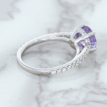 Load image into Gallery viewer, 2.14ct EGL Certified Round Unheated Lavender Sapphire Ring with Diamonds in 18K White Gold