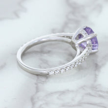 Load image into Gallery viewer, 2.14ct EGL Certified Round Unheated Lavender Sapphire Ring with Diamonds in 18K White Gold