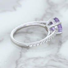 Load image into Gallery viewer, 2.14ct EGL Certified Round Unheated Lavender Sapphire Ring with Diamonds in 18K White Gold