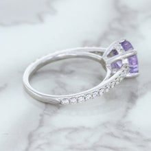 Load image into Gallery viewer, 2.14ct EGL Certified Round Unheated Lavender Sapphire Ring with Diamonds in 18K White Gold