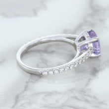 Load image into Gallery viewer, 2.14ct EGL Certified Round Unheated Lavender Sapphire Ring with Diamonds in 18K White Gold