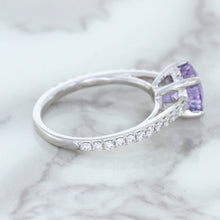Load image into Gallery viewer, 2.14ct EGL Certified Round Unheated Lavender Sapphire Ring with Diamonds in 18K White Gold