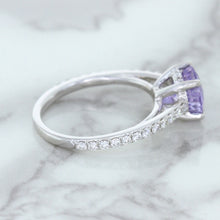 Load image into Gallery viewer, 2.14ct EGL Certified Round Unheated Lavender Sapphire Ring with Diamonds in 18K White Gold