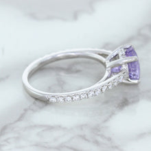 Load image into Gallery viewer, 2.14ct EGL Certified Round Unheated Lavender Sapphire Ring with Diamonds in 18K White Gold
