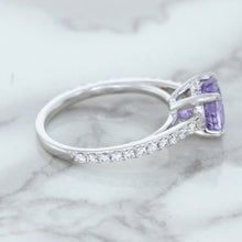 Load image into Gallery viewer, 2.14ct EGL Certified Round Unheated Lavender Sapphire Ring with Diamonds in 18K White Gold