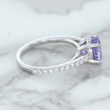 Load image into Gallery viewer, 2.14ct EGL Certified Round Unheated Lavender Sapphire Ring with Diamonds in 18K White Gold