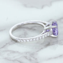 Load image into Gallery viewer, 2.14ct EGL Certified Round Unheated Lavender Sapphire Ring with Diamonds in 18K White Gold
