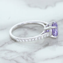 Load image into Gallery viewer, 2.14ct EGL Certified Round Unheated Lavender Sapphire Ring with Diamonds in 18K White Gold