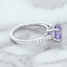 Load image into Gallery viewer, 2.14ct EGL Certified Round Unheated Lavender Sapphire Ring with Diamonds in 18K White Gold