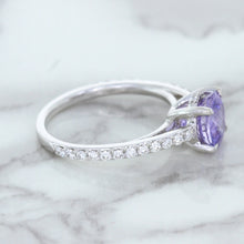 Load image into Gallery viewer, 2.14ct EGL Certified Round Unheated Lavender Sapphire Ring with Diamonds in 18K White Gold