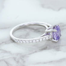 Load image into Gallery viewer, 2.14ct EGL Certified Round Unheated Lavender Sapphire Ring with Diamonds in 18K White Gold