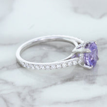 Load image into Gallery viewer, 2.14ct EGL Certified Round Unheated Lavender Sapphire Ring with Diamonds in 18K White Gold