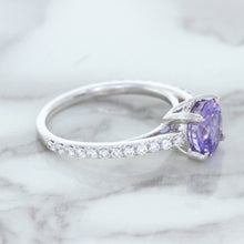 Load image into Gallery viewer, 2.14ct EGL Certified Round Unheated Lavender Sapphire Ring with Diamonds in 18K White Gold