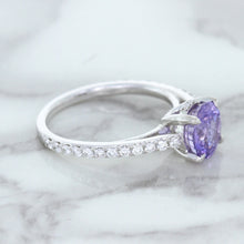 Load image into Gallery viewer, 2.14ct EGL Certified Round Unheated Lavender Sapphire Ring with Diamonds in 18K White Gold