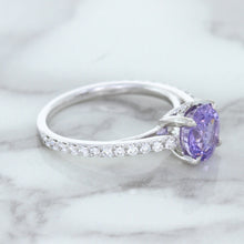 Load image into Gallery viewer, 2.14ct EGL Certified Round Unheated Lavender Sapphire Ring with Diamonds in 18K White Gold