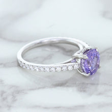 Load image into Gallery viewer, 2.14ct EGL Certified Round Unheated Lavender Sapphire Ring with Diamonds in 18K White Gold