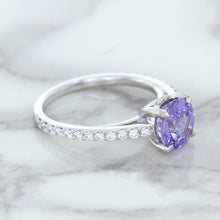 Load image into Gallery viewer, 2.14ct EGL Certified Round Unheated Lavender Sapphire Ring with Diamonds in 18K White Gold