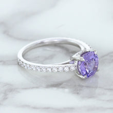 Load image into Gallery viewer, 2.14ct EGL Certified Round Unheated Lavender Sapphire Ring with Diamonds in 18K White Gold