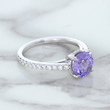 Load image into Gallery viewer, 2.14ct EGL Certified Round Unheated Lavender Sapphire Ring with Diamonds in 18K White Gold