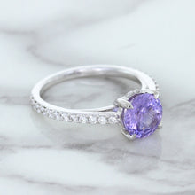 Load image into Gallery viewer, 2.14ct EGL Certified Round Unheated Lavender Sapphire Ring with Diamonds in 18K White Gold