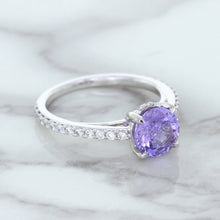Load image into Gallery viewer, 2.14ct EGL Certified Round Unheated Lavender Sapphire Ring with Diamonds in 18K White Gold