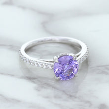 Load image into Gallery viewer, 2.14ct EGL Certified Round Unheated Lavender Sapphire Ring with Diamonds in 18K White Gold