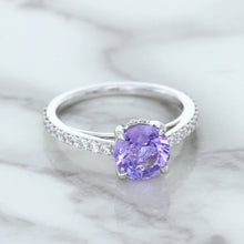 Load image into Gallery viewer, 2.14ct EGL Certified Round Unheated Lavender Sapphire Ring with Diamonds in 18K White Gold