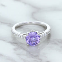 Load image into Gallery viewer, 2.14ct EGL Certified Round Unheated Lavender Sapphire Ring with Diamonds in 18K White Gold
