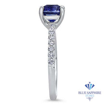 Load image into Gallery viewer, 1.85ct. Unheated Cushion EGL Certified Blue Sapphire Ring with Diamond Accents in 18K White Gold