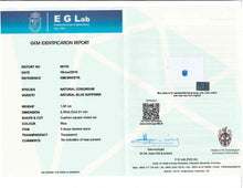 Load image into Gallery viewer, 1.85ct. Unheated Cushion EGL Certified Blue Sapphire Ring with Diamond Accents in 18K White Gold