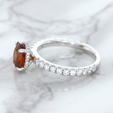 Load image into Gallery viewer, 1.62ct Oval GIA Certified Unheated Orange Sapphire Ring with Diamond Accents in 18K White Gold