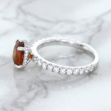 Load image into Gallery viewer, 1.62ct Oval GIA Certified Unheated Orange Sapphire Ring with Diamond Accents in 18K White Gold