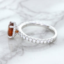 Load image into Gallery viewer, 1.62ct Oval GIA Certified Unheated Orange Sapphire Ring with Diamond Accents in 18K White Gold