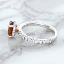 Load image into Gallery viewer, 1.62ct Oval GIA Certified Unheated Orange Sapphire Ring with Diamond Accents in 18K White Gold