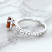 Load image into Gallery viewer, 1.62ct Oval GIA Certified Unheated Orange Sapphire Ring with Diamond Accents in 18K White Gold