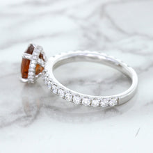 Load image into Gallery viewer, 1.62ct Oval GIA Certified Unheated Orange Sapphire Ring with Diamond Accents in 18K White Gold