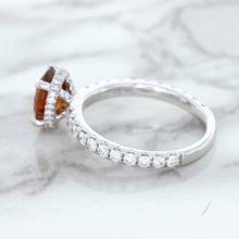 Load image into Gallery viewer, 1.62ct Oval GIA Certified Unheated Orange Sapphire Ring with Diamond Accents in 18K White Gold