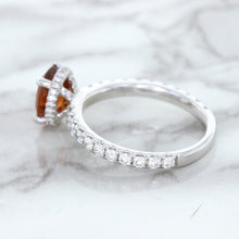 Load image into Gallery viewer, 1.62ct Oval GIA Certified Unheated Orange Sapphire Ring with Diamond Accents in 18K White Gold