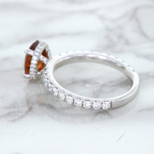 Load image into Gallery viewer, 1.62ct Oval GIA Certified Unheated Orange Sapphire Ring with Diamond Accents in 18K White Gold