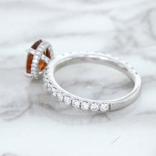 Load image into Gallery viewer, 1.62ct Oval GIA Certified Unheated Orange Sapphire Ring with Diamond Accents in 18K White Gold