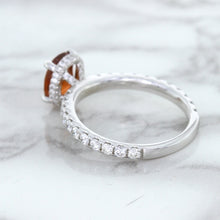 Load image into Gallery viewer, 1.62ct Oval GIA Certified Unheated Orange Sapphire Ring with Diamond Accents in 18K White Gold
