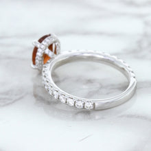 Load image into Gallery viewer, 1.62ct Oval GIA Certified Unheated Orange Sapphire Ring with Diamond Accents in 18K White Gold
