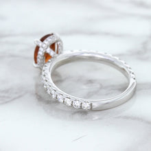Load image into Gallery viewer, 1.62ct Oval GIA Certified Unheated Orange Sapphire Ring with Diamond Accents in 18K White Gold
