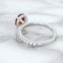 Load image into Gallery viewer, 1.62ct Oval GIA Certified Unheated Orange Sapphire Ring with Diamond Accents in 18K White Gold