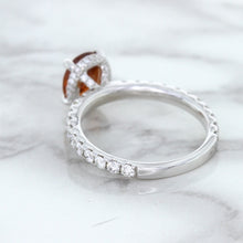 Load image into Gallery viewer, 1.62ct Oval GIA Certified Unheated Orange Sapphire Ring with Diamond Accents in 18K White Gold
