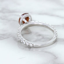 Load image into Gallery viewer, 1.62ct Oval GIA Certified Unheated Orange Sapphire Ring with Diamond Accents in 18K White Gold