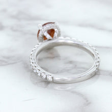 Load image into Gallery viewer, 1.62ct Oval GIA Certified Unheated Orange Sapphire Ring with Diamond Accents in 18K White Gold