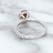 Load image into Gallery viewer, 1.62ct Oval GIA Certified Unheated Orange Sapphire Ring with Diamond Accents in 18K White Gold