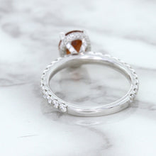 Load image into Gallery viewer, 1.62ct Oval GIA Certified Unheated Orange Sapphire Ring with Diamond Accents in 18K White Gold